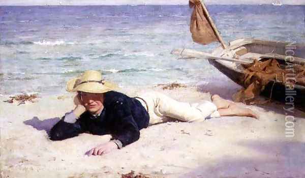 A Hot Summer Day, 1885 Oil Painting - Henry Scott Tuke