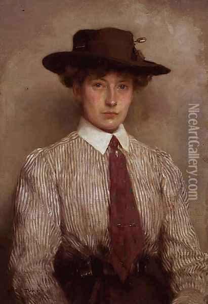 Portrait of Mrs Hamilton, 1909 Oil Painting - Henry Scott Tuke