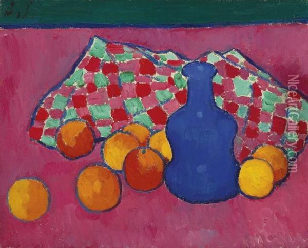 Blaue Vase Mit Orangen Oil Painting - Alexei Jawlensky