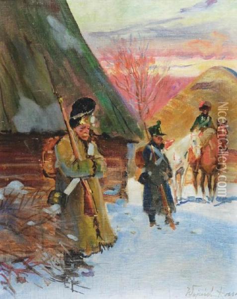 Na Posterunku - Z Epopei Napoleonskich Oil Painting - Wojciech Von Kossak