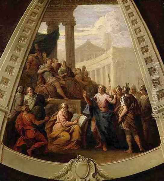 St. Paul Before Agrippa, c.1710 Oil Painting - Sir James Thornhill