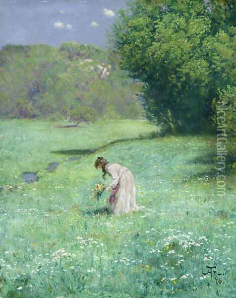 Woodland Meadow, 1876 Oil Painting - Hans Thoma