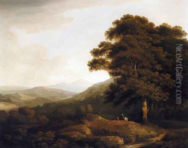A Landscape Looking North from the Lower Slopes of Snowdon Oil Painting - Francis Towne