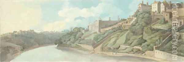 Durham with a view of the castle Oil Painting - Francis Towne