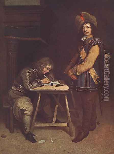 Officer Writing a Letter Oil Painting - Gerard Terborch