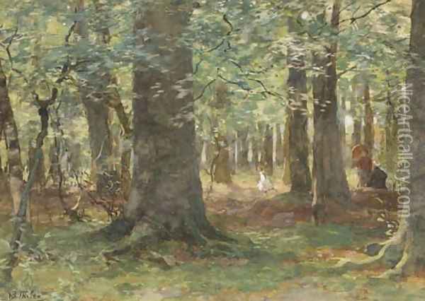 Playing in the woods Oil Painting - Willem Bastiaan Tholen