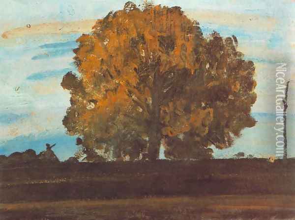 Great Tree at Martely 1910s Oil Painting - Janos Tornyai