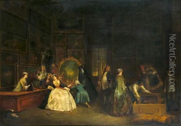 L'enseigne De Gersaint Oil Painting - Watteau, Jean Antoine
