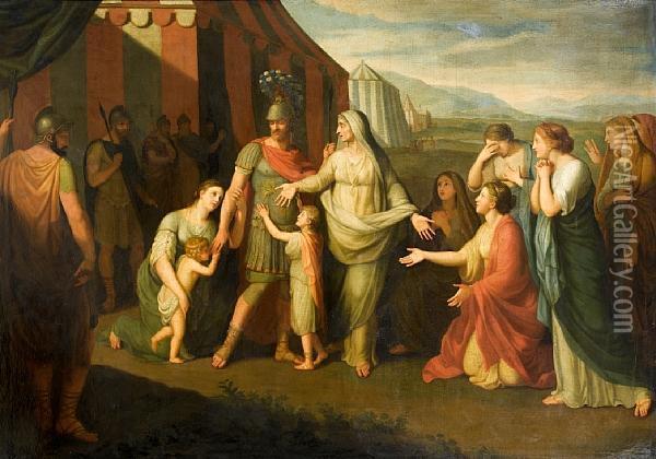 Volumnia With Her Sons Before Coriolanus Oil Painting - Benjamin West
