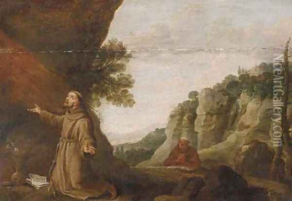 Saint Francis of Assisi receiving the Stigmata Oil Painting - David The Younger Teniers