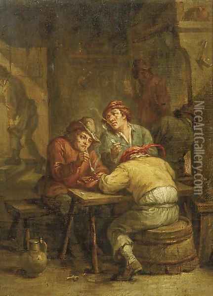 Peasants smoking in a tavern Oil Painting - David The Younger Teniers