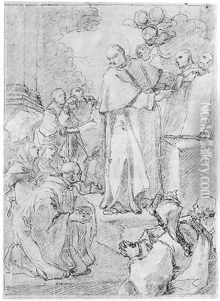 A Saint Presenting The Rules Of An Order To Monks And Nuns Oil Painting - Francesco Trevisani