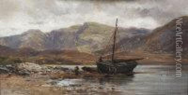 Near The Bridge, Achill Sound, And Near Lough Conn, Co.mayo Oil Painting - Alexander Williams