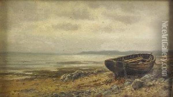 Boat In A Coastal Landscape Oil Painting - Alexander Williams