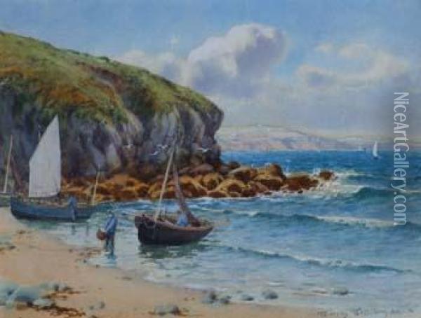 Wylfa Bay, Cemaes Bay,anglesey Oil Painting - Warren Williams