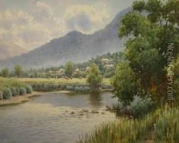 River Conwy At Trefriw Oil Painting - Warren Williams