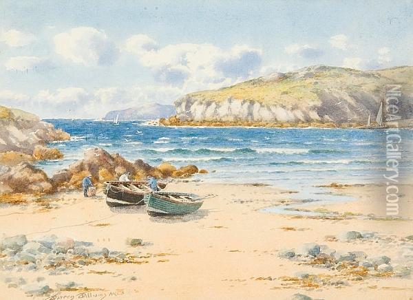 Porthlarock Bay, Near Holyhead, Anglesey Oil Painting - Warren Williams