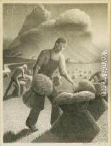 Approaching Storm Oil Painting - Grant Wood
