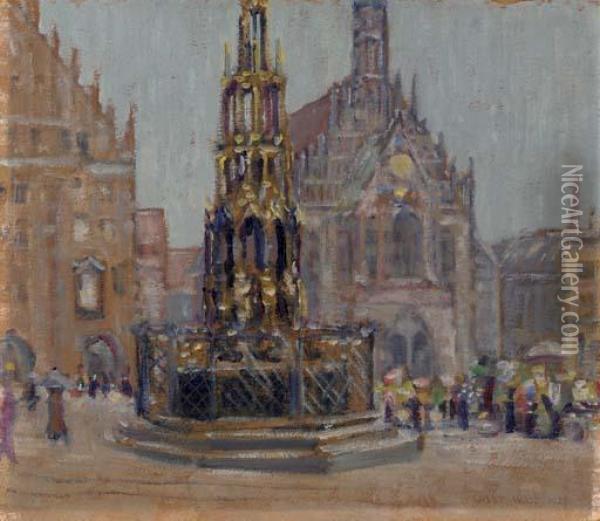 Market Day, Nuremberg Oil Painting - Grant Wood
