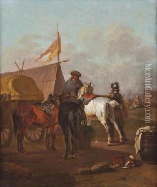 Soldaten Im Feldlager Im Gesprach Oil Painting - Pieter Wouwermans or Wouwerman