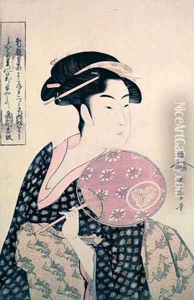 The tea house waitress OHisa Oil Painting - Kitagawa Utamaro