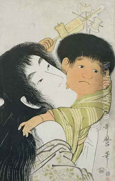 Yama-Uba and Kintok Oil Painting - Kitagawa Utamaro