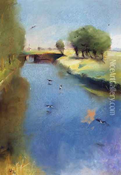 Canal, 1897 Oil Painting - Lesser Ury