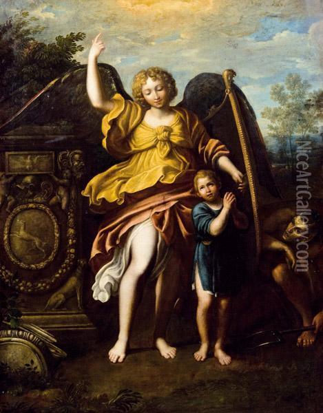 Der Schutzengel Oil Painting - Domenico Zampieri (Domenichino)