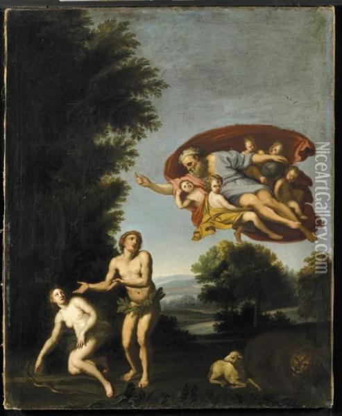 Rimprovero Ad Adamo Ed Eva Oil Painting - Domenico Zampieri (Domenichino)
