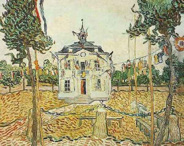 Auvers Town Hall On July 14 1890 Oil Painting - Vincent Van Gogh