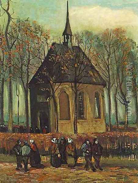 Congregation Leaving The Reformed Church In Nuenen Oil Painting - Vincent Van Gogh