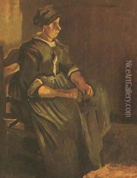 Peasant Woman Sitting On A Chair Oil Painting - Vincent Van Gogh