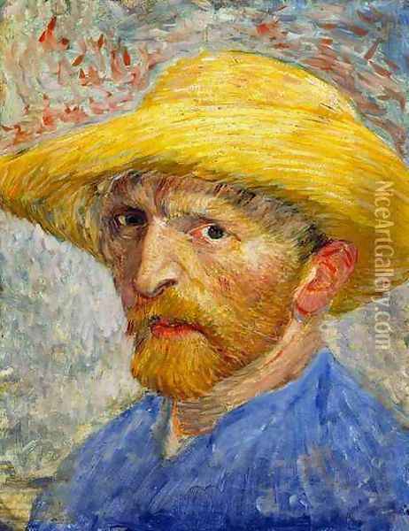 Autoportrait au chapeau de paille 2 1887 Oil Painting - Vincent Van Gogh
