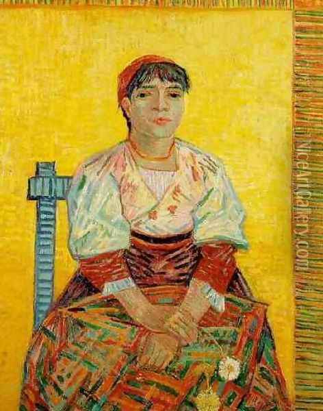 Italian Woman (Agostina Segatori?) Oil Painting - Vincent Van Gogh
