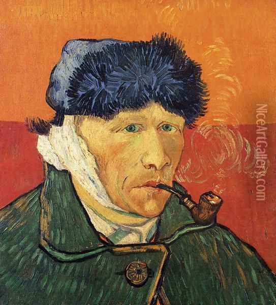 Self Portrait With Bandaged Ear And Pipe Oil Painting - Vincent Van Gogh