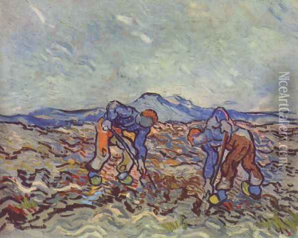 Paysans récoltant des patates 1890 Oil Painting - Vincent Van Gogh