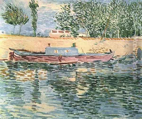 The Banks Of The Seine With Boats Oil Painting - Vincent Van Gogh