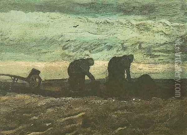 Two Women In The Moor Oil Painting - Vincent Van Gogh