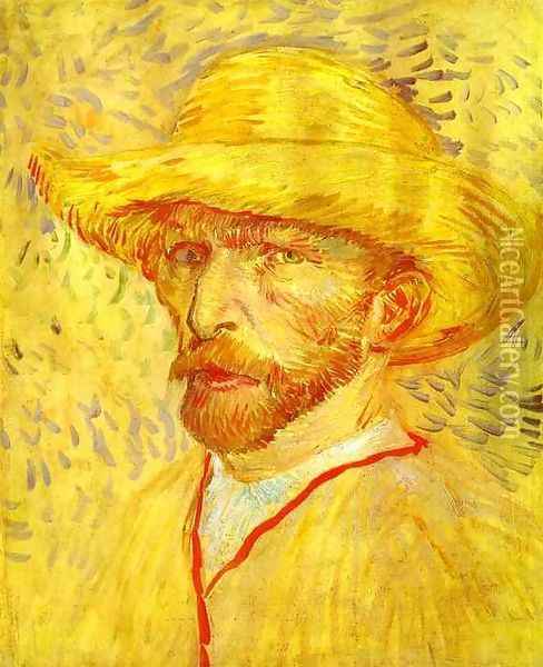 Autoportrait au chapeau de paille 1 1887 Oil Painting - Vincent Van Gogh