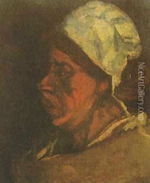 Head Of A Peasant Woman With White Cap VII Oil Painting - Vincent Van Gogh