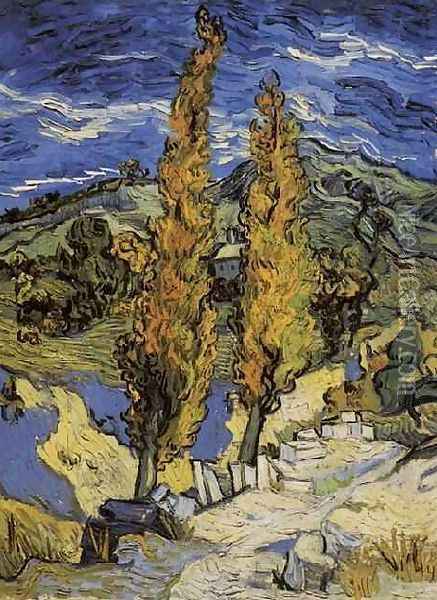 Deux peupliers sur le chemin des collines 1889 Oil Painting - Vincent Van Gogh
