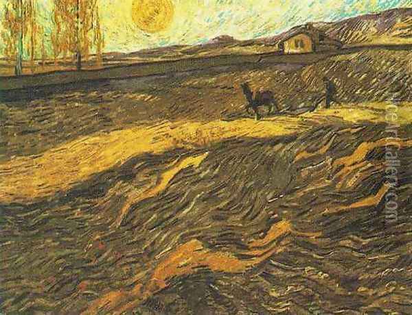 Champ et laboureur 1889 Oil Painting - Vincent Van Gogh