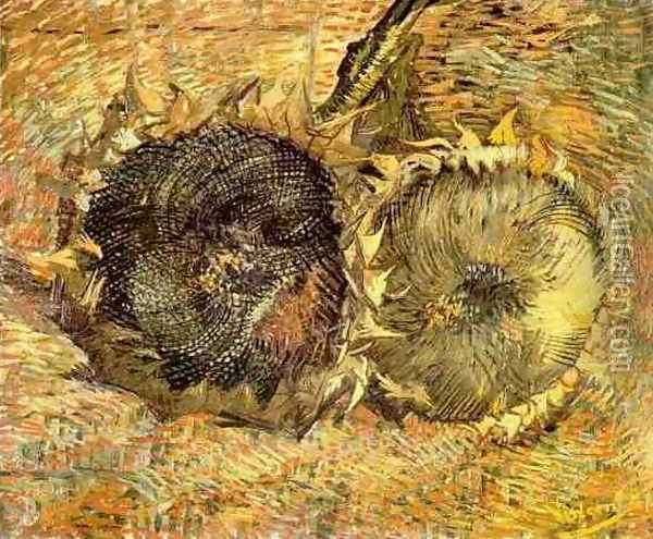 Deux tournesols coupés 1887 Oil Painting - Vincent Van Gogh