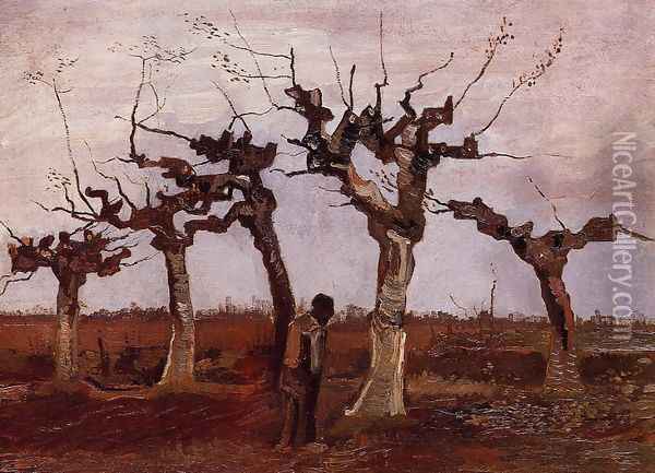 Landscape with Pollard Birches Oil Painting - Vincent Van Gogh