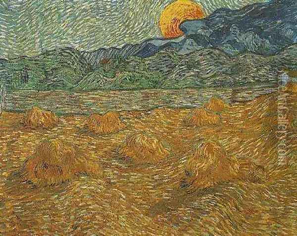 Paysage au levé de la lune 1889 Oil Painting - Vincent Van Gogh