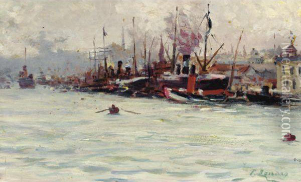 Port Of Galata, Istanbul Oil Painting - Fausto Zonaro
