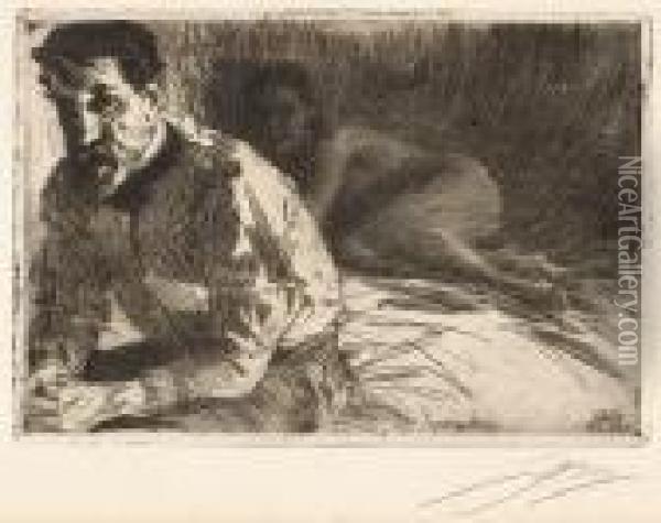 August Saint Gaudens Ii; Vallkulla; Frightened Oil Painting - Anders Zorn