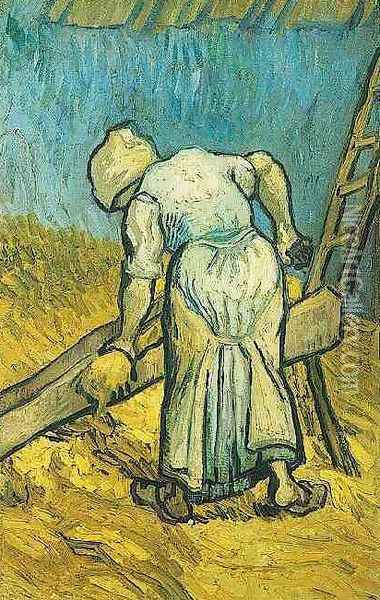 Paysanne coupant de la paille 1889 Oil Painting - Vincent Van Gogh