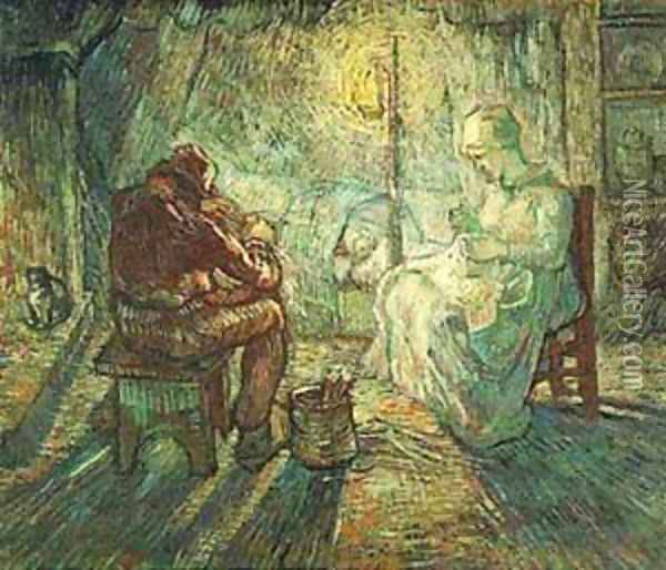 Evening The Watch (After Millet) 1889 Oil Painting - Vincent Van Gogh