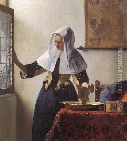 Young Woman with a Water Jug 1660-62 Oil Painting - Jan Vermeer Van Delft